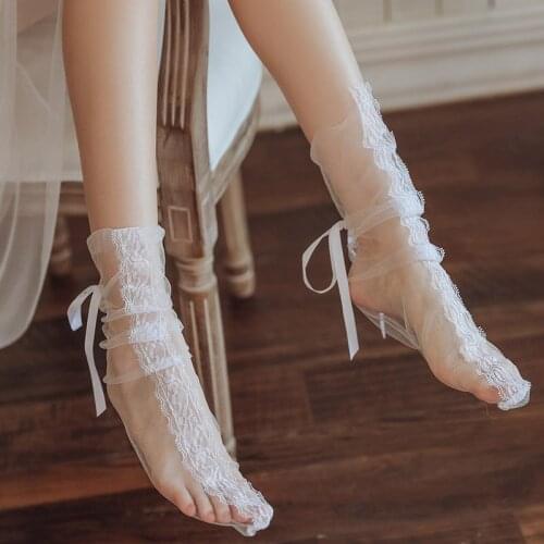 Women Lace Net Yarn Perspective Bundled Stockings Sex Accessories Transparent Socks For Girls