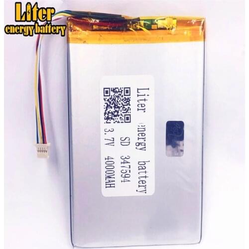 1.0MM 5pin connector 347594 357595 4000mah 3.7V Cheap price lithium polymer battery for tablet pc