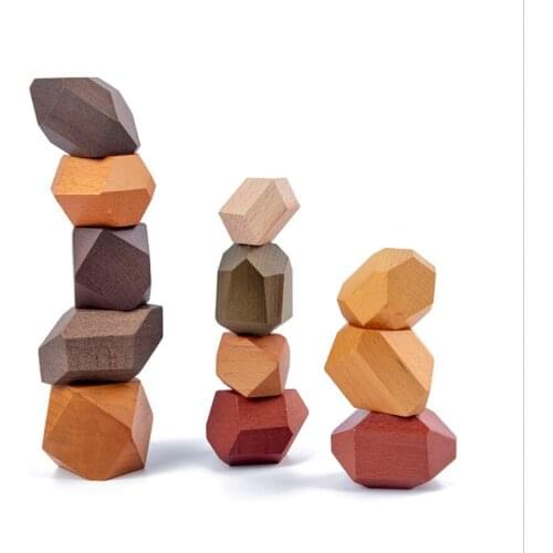 Big Size 12PCS Beech Stone Jenga Building Block Educational Toy Baby Stacking Game Balancing Stone Jenga Wooden Toy For Kids