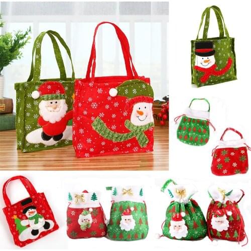 2020 Merry Christmas Exquisite Xmas Jewelry Candy Gifts Bags Pouch Cotton Snowmen Happy New Year Present Packet Gift Bags