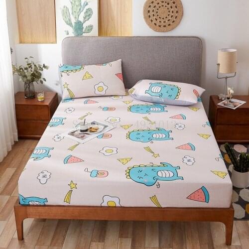 3pcs Dinosaur Designs Printed Bedsheets Geometric Fitted Sheet Queen Bed Sheet Single King Fitted Bed Sheet Mattress Cover