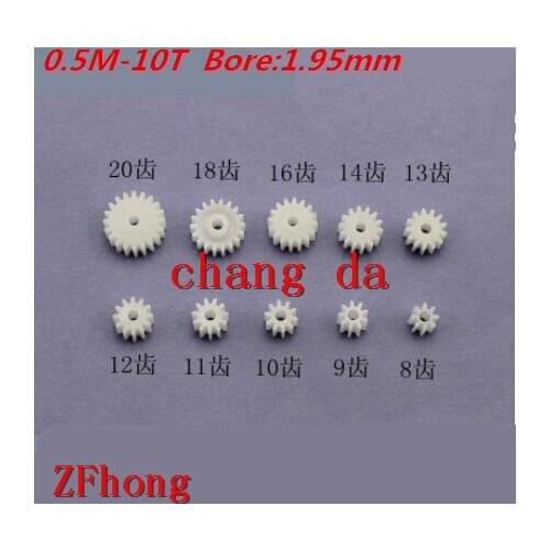 50pcs 0.5M10T 0.5m 10 teeth nylon plastic spur gear bore 1.95mm