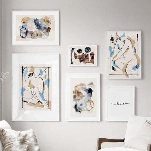 Abstract Line Girl Color Block Love Quote Wall Art Canvas Painting Nordic Posters And Prints Wall Pictures For Living Room Decor