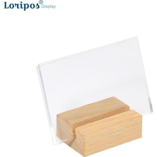 120*80mm Acrylic Menu Display Wood Photo Frame Paper Name Card Desk Sign Gradient Picture Stand