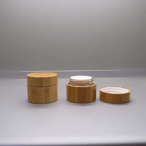 Bamboo jars for cosmetics 30g 50g Essence cream Container Wooden Hemp CBD oil Cream Bottles Natural Bamboo Cosmetic Packaging