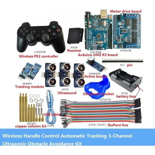 Wireless Handle Control Automatic Tracking 3-Channel Ultrasonic Obstacle Avoidance Kit RC robot chassis part DIY for Arduino Toy