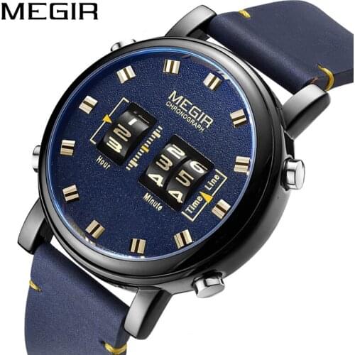 MEGIR Mens Watches Top Brand Luxury Quartz Sports Watch Clock Men Leather Military Wristwatch Waterproof Business Men Watches