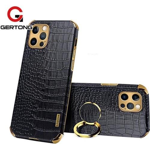 Crocodile Leather Case For iPhone 12 Pro 11 13 Pro Max Metal Ring Stand Protective Cover For iPhone 12 Pro 13 mini 11pro Case