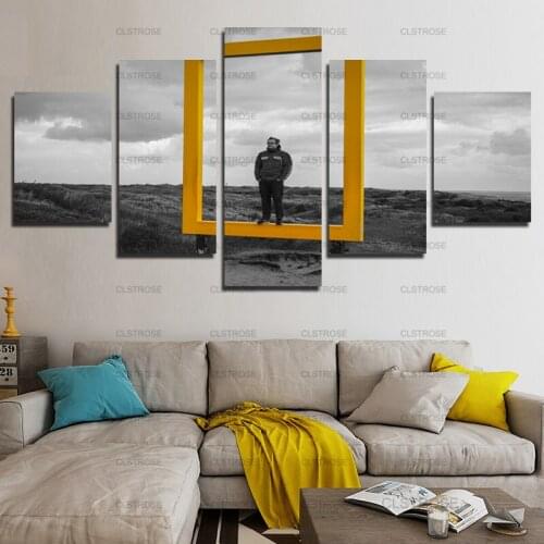 Wilderness Square People Art Shooting Poster 5Pcs Home Bedroom Living Room Wall Art Irregular Decorative Canvas Painting