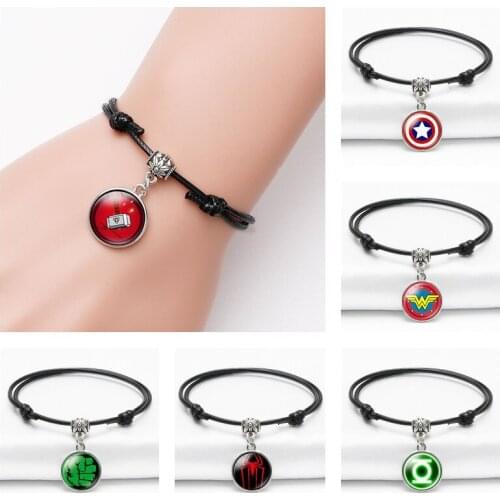 Disney Marvel Heroes Boys Hand Strap Spiderman Anime Bracelet Iron Man Hulk Two-way Adjustable Bracelet for Boyfriend Gift
