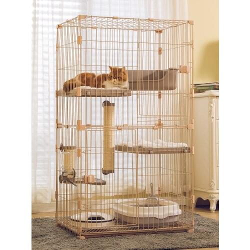 Bolt-type door lock cat cage Villa home assembled solid indoor large three-layer cat cage widened floor slab large free space ca