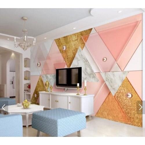 Custom 3D modern wallpaper, pink triangle geometric mural for living room bedroom sofa background wall decoration wallpaper