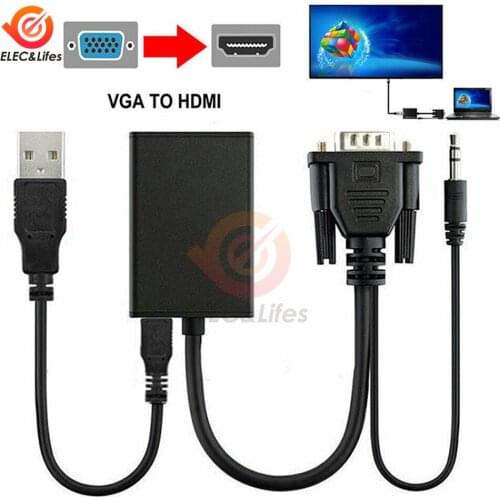 HDMI Cable HDMI To VGA 1080P HD With Audio Adapter Cable HDMI TO VGA Cable Audio Video Cable Wire