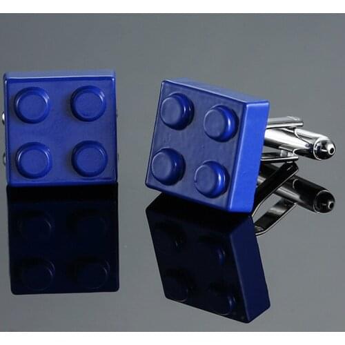 AS High quality blue building block Cufflinks new fashion jewelry brand mens clothing Cufflinks lawyer shirt badge pin gift