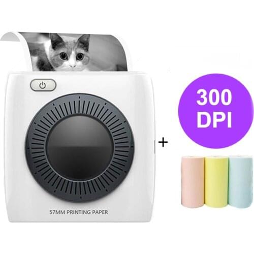 PAPERANG P2 Pocket Bluetooth Printer with 3 Rolls Thermal Paper Photo Picture Printer Wireless HD 300DPI Thermal Label Printer