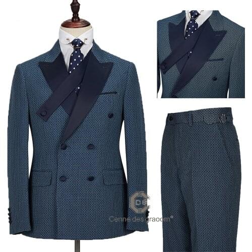 2020 Cenne Des Graoom New Men Suit Costume Blazer Pants Two Pieces Double Breasted Slim Fit Wedding Party Groom Tuxedo DG-Ai