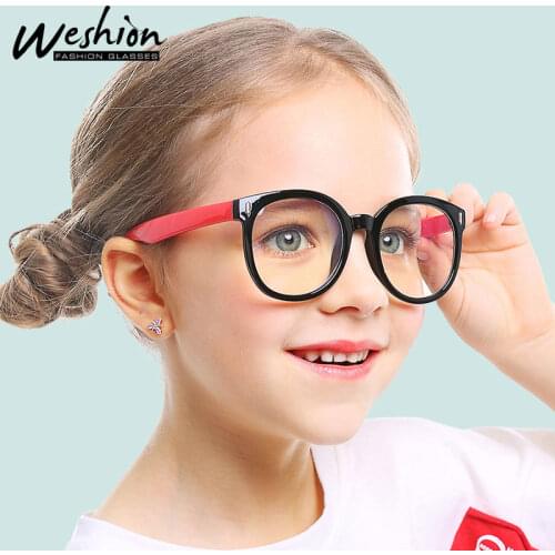 Round Glasses Kids Anti Glare Filter Children Eyeglasses Girl Boy Optical Frame Clear lenses UV400 3-13 Anti Blue Light Blocking