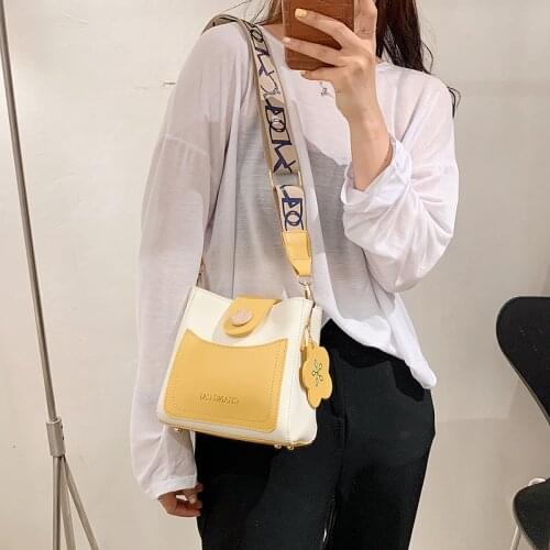 Fashion Ladies Shoulder Bag Women Color Block Cross-body Shoulder Bag PU Leather Women Square Bag Lady Bucket bag