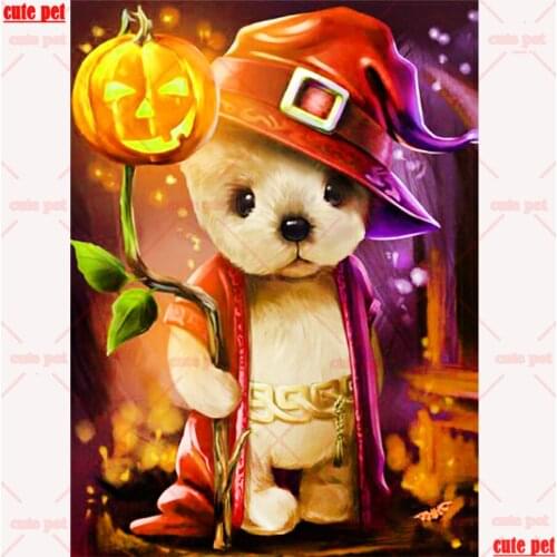 6D Full Square Drill Round Drill Mosaic Halloween dog and pumpkin Diamond Painting Cross Stitch DIY art Embroidery decor puzzle