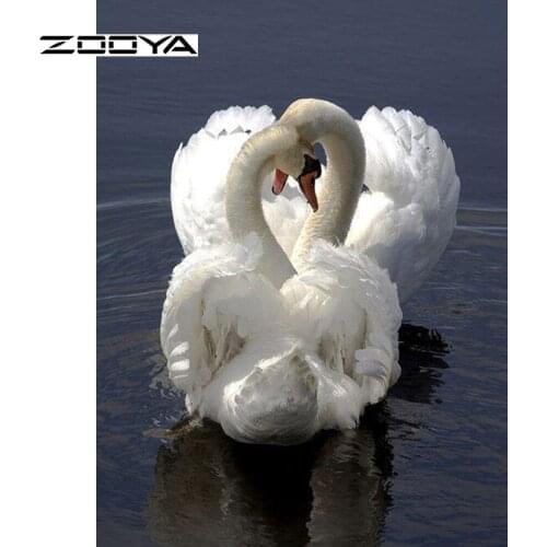 ZOOYA Diy Diamond Painting Swan Lake 5d Square Drill Cross Stitch Kit Rhinestone Picture Handicraft &Art Needlework Pattern F386