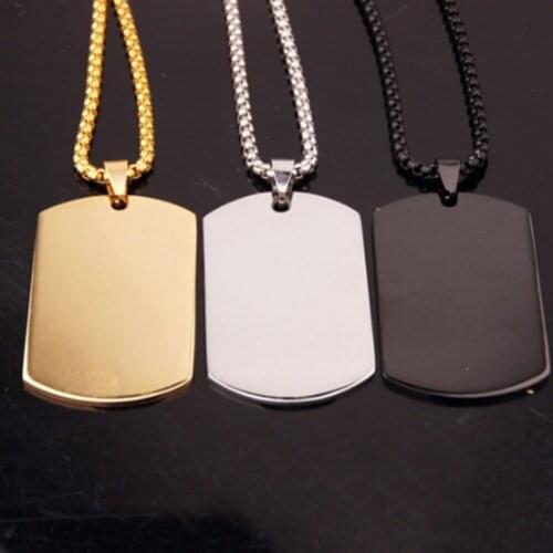 Quality Stainless Steel ID Blank Dog Tags Necklace Rectangle Military Army Pendant Jewelry Wholesale