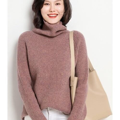 2020 New Turtleneck Sweater Woman Slim Padded Cashmere Sweater 100% Pure Wool Sweater Free Shipping Knitted Bottoming Pullover