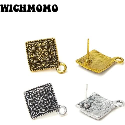 New 6pcs 18*22MM Zinc Alloy Retro Gold Rhombus Earring Base Earring Connectors for DIY Jewelry Accessories