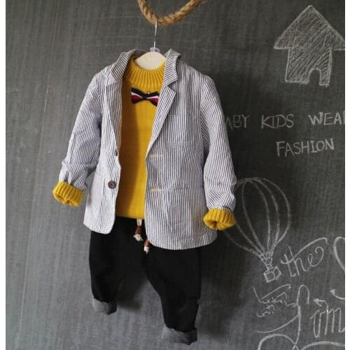 New Item Boys Fashion Striped Outerwear Jacket Baby Boys Striped- Suit Boys Spring Autumn Jacket Kids Fashion Suit