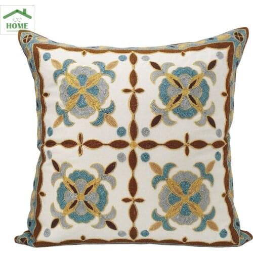 2016 Behome Contemporary Embroidery Cushion Pillow Cotton Car Floor Hotel Home Decoration Christmas decoration 45 x 45 cm