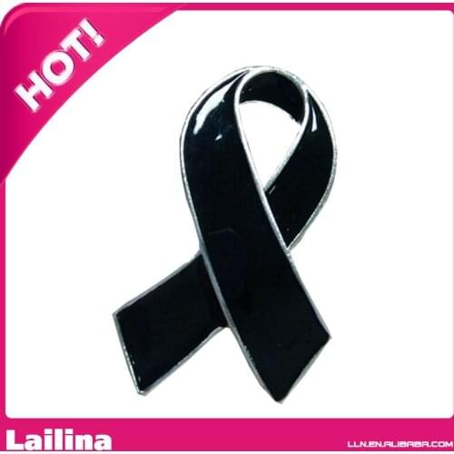 Funeral memorial brooch Black Enamel Ribbon Brooch Pin