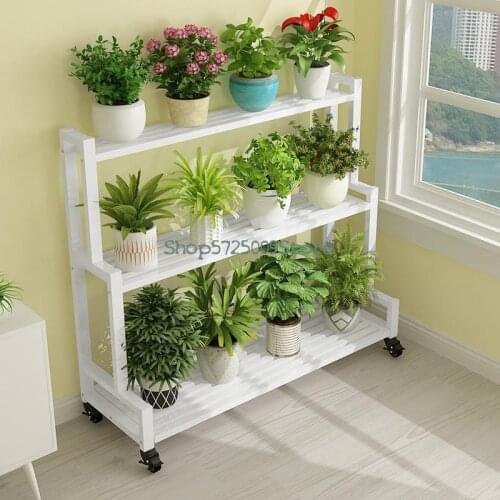 Wrought iron flower shelf rack balcony against the wall multi-layer flower shelf living room floor-standing outdoor flower pot r