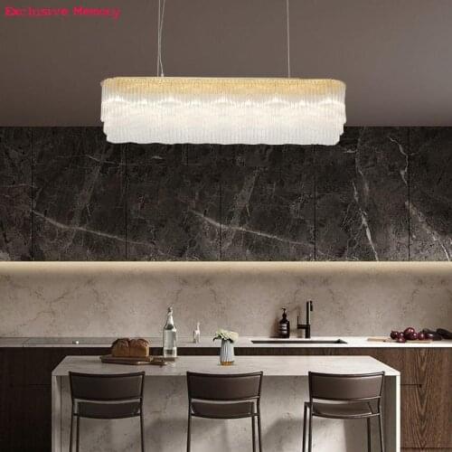 Postmodern light luxury restaurant LED chandelier bar hanging lamp Nordic simple high-end dining room table chandelier lighting