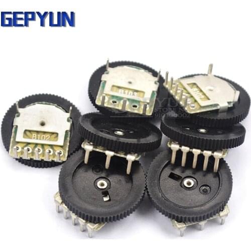 10pcs Double Gear tuning potentiometer B102 B103 B203 B503 B1K B10K B20K B50K 3Pin/5Pin 16*2mm Dial Potentiometer Gepyun