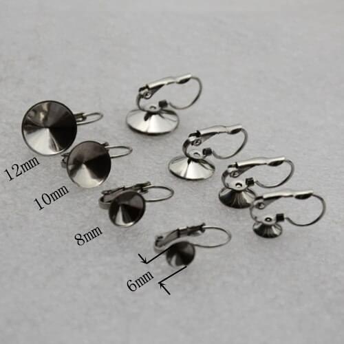 20pcs/lot 316L Stainless Steel 6/8/10/12mm Blank French Lever Earring Tray Cabochon Setting Cameo Base Jewelry Making Findings