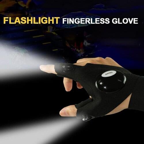 Flashlight Rescue Practical Gloves With LED Durable Fingerless Gloves Night Light Waterproof Fishing Outdoor Gear
