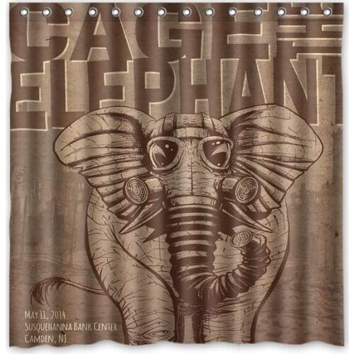 Bathroom Products Polyester Fabric Cage The Elephant Printed Shower Curtains Waterproof Washable Curtain 72"*72" 12pcs Hooks