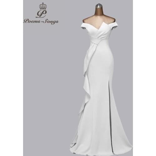 Candy color evening dresses prom dresses 2021 mermaid evening gown boat neck vestidos de fiesta de noche party dresses