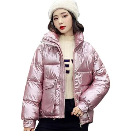 Bright Surface Down cotton Jacket Cotton-Padded Clothes Women 2020 New Winter Loose Zippers Parkas Casual Down cotton Coat Warm