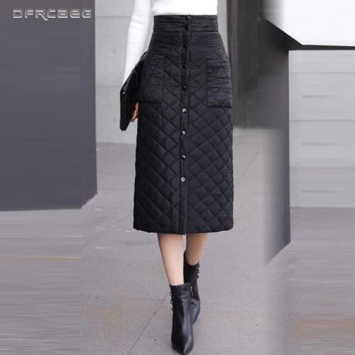 High Waist Down Cotton Pencil Skirts Womens Winter 2019 Fashion Streewear Thicken Plus Size Skirt Casual Ladies Saia Longa 3XL