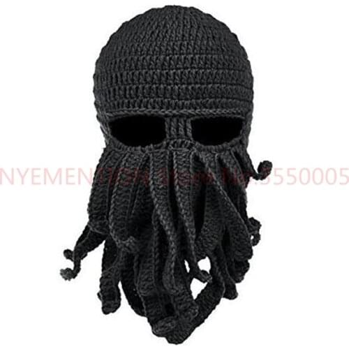 Funny Tentacle Octopus Hat Crochet Beard Beanie Mens Womens Knit Wind Mask Cap Halloween Gift Octopus Hat 20PCS