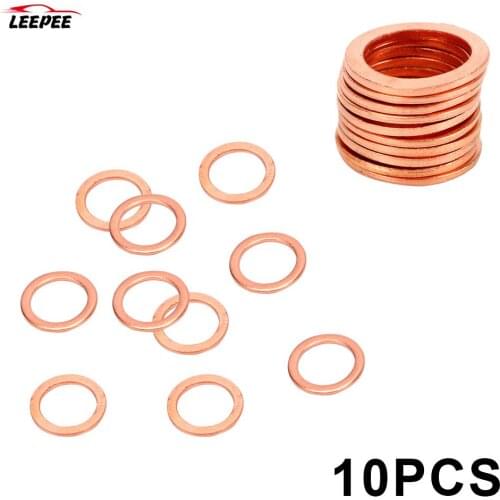 Sump Plug Oil Seal Tools Fasteners Accessories 10*14*1mm for Car Truck Vehicle Solid Copper Crush Washers 10 Pieces/Set