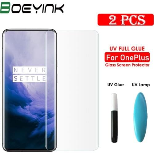 BoeYink UV Tempered Glass For Oneplus 7T Pro 100D UV Full Liquid Glue Screen Protector For Oneplus 7 Pro UV Full Glue Glass