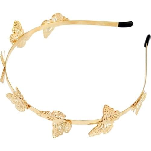 Fashion Baroque Gold Color Metal Leaf butterfly Headband Hairband For Women Wedding Hair Accessories Tiara Headpiece Jewelry