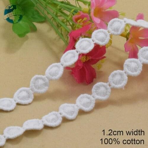 1.2cm wide 100% Cotton embroid lace sewing ribbon guipure trim wedding decoration DIY dolls colthes Accessories lace edge#4011