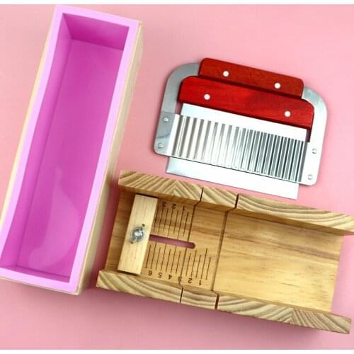 1 Set 1200ml Wooden Soap Loaf Cutter Mold And Soap Cutter Set Rectangle Silicone Mold -40