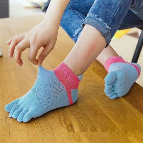1 Pair Casual Toe Sock Five Finger Sockss Breathable Ankle Colorful Socks Summer Spring Womens Girls Comfortable Cotton Socks