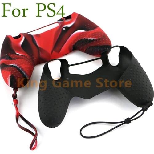 1pc/lot Silicone Case Skin Grip For PS4 Pro Slim Controllers Cover Joystick soft Case with strap Protect Gamepad