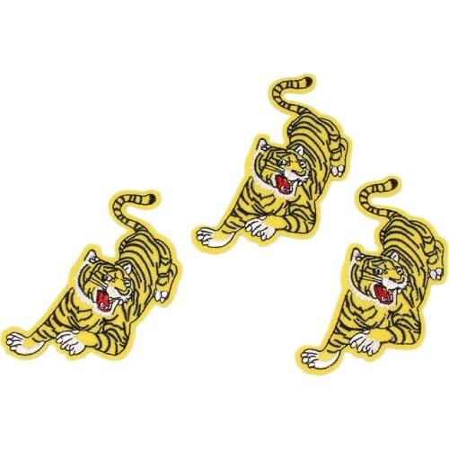10pcs/lot Lifelike Tiger Patches Iron On Sew On Animal Stickers for Jeans Bags Coat Shoes DIY Boy Man Garments Appliques Badge