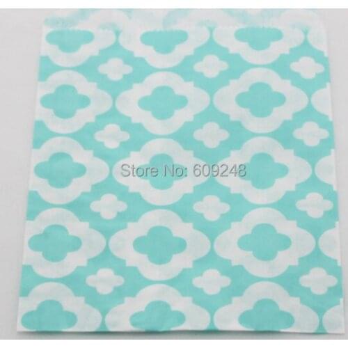 100pcs Mixed Colors Small Buffet Candy Treat Light Blue Mod Patterned Paper Party Favor Gift Bags for Kids