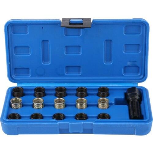 16pcs 14mm x 1.25 Spark Plug Thread Repair Tool Kit M16 Tap W/Protable Case